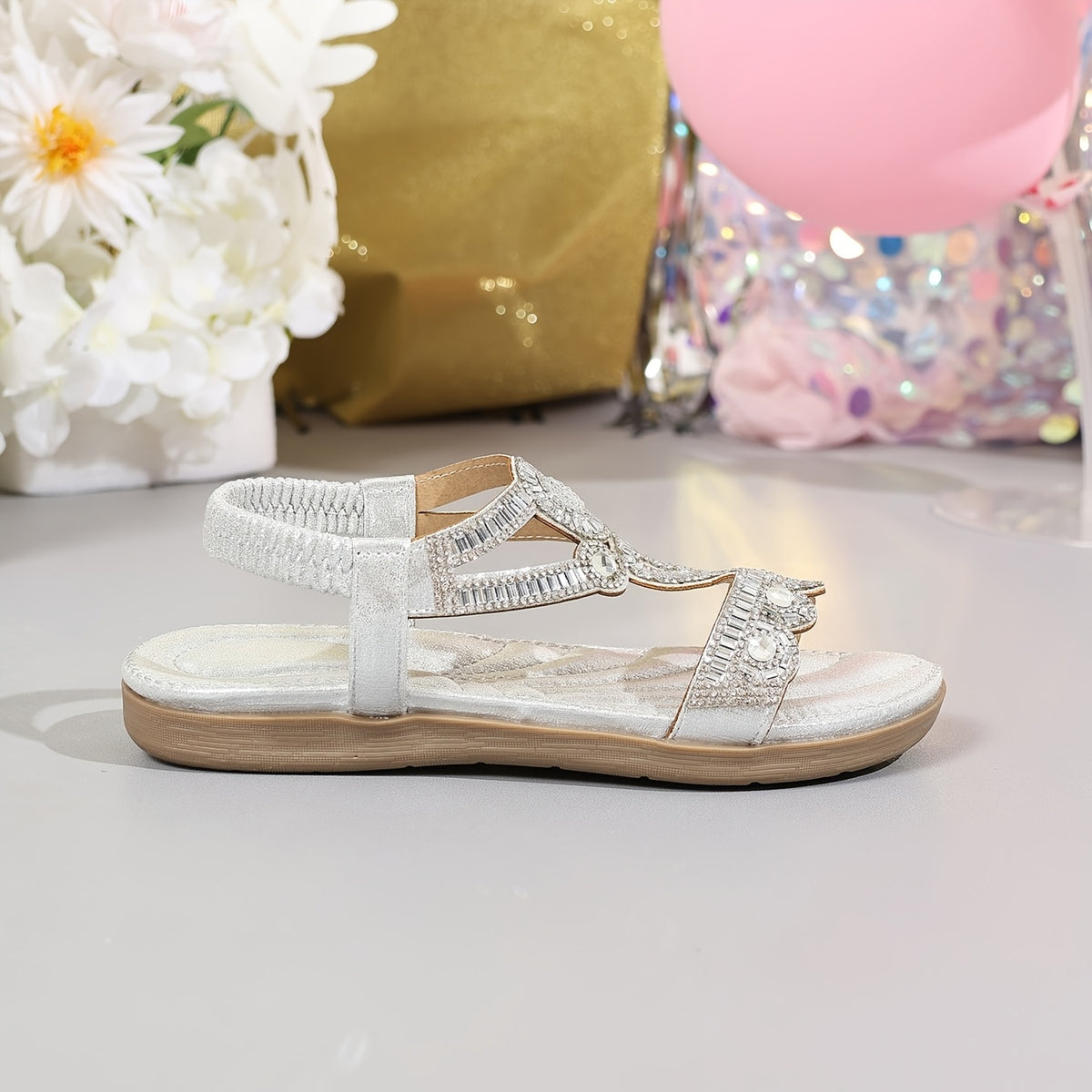 New Women'S Stylish Bohemian Flat Sandals with Rhinestones, Women Shoes