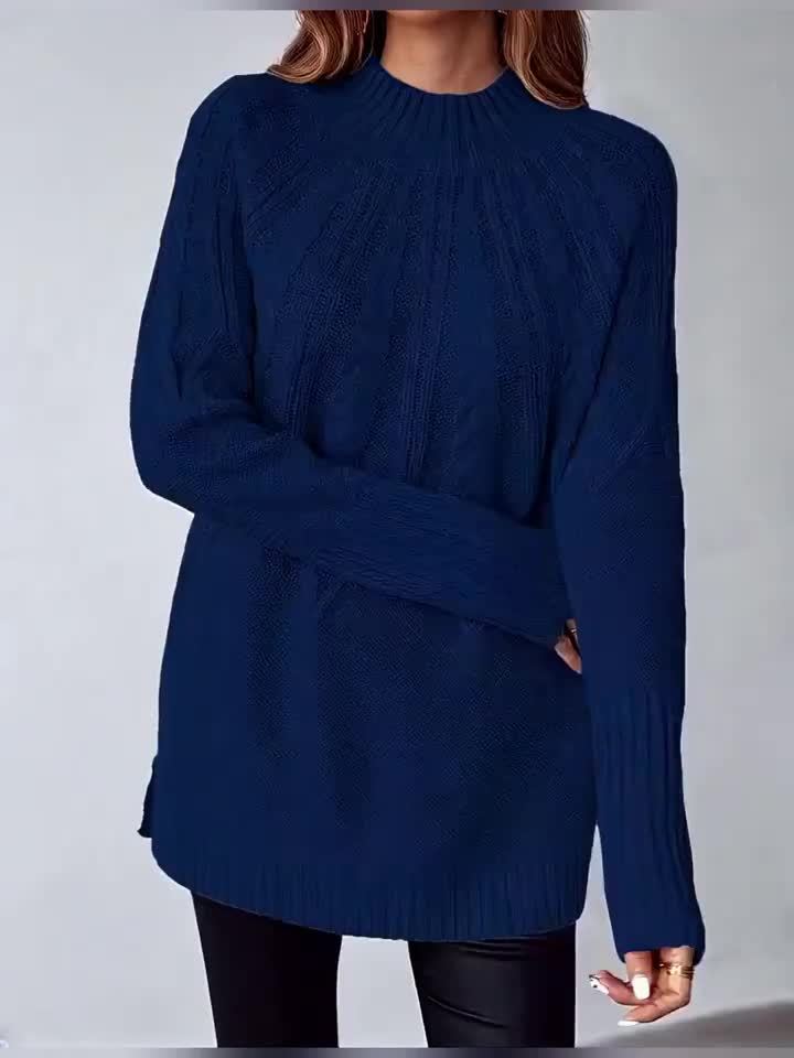 Women'S Stand Collar Off-Shoulder Sweater