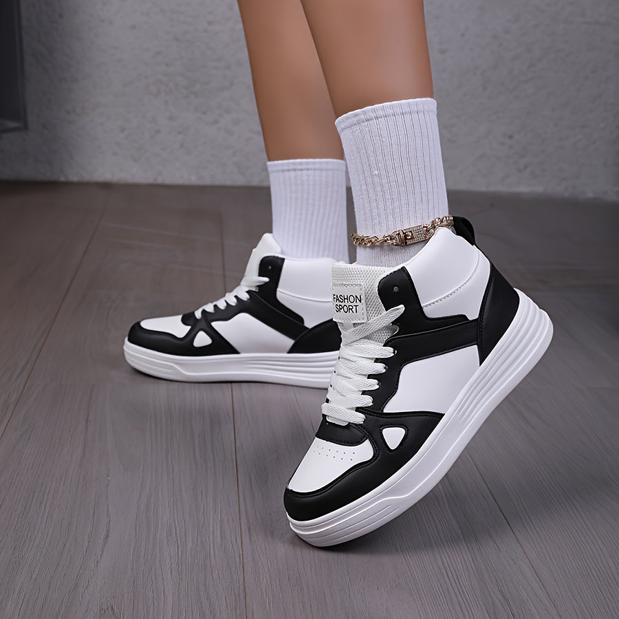 Women's Fashion Shoes, Women's Casual Sneakers, Anti-Slip Lace-Up Skating Shoes, Mid-Top Casual Sneakers, Wear-Resistant Women's Skate Shoes, Lightweight Round-Toe Shoes, Women Shoes