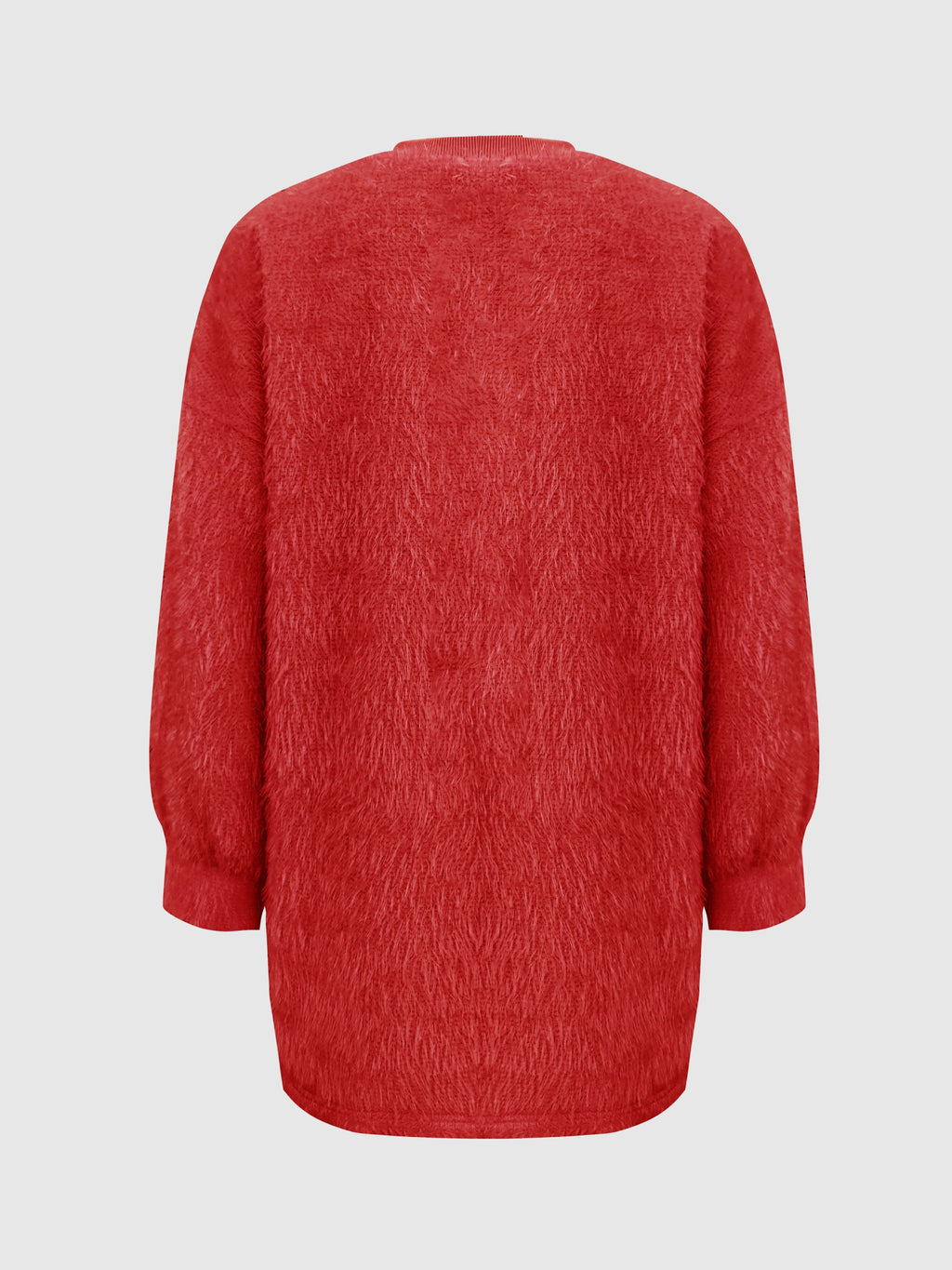 Fashion Solid Color V-Neck Beaded Pullover Casual Loose Long Sleeve Top