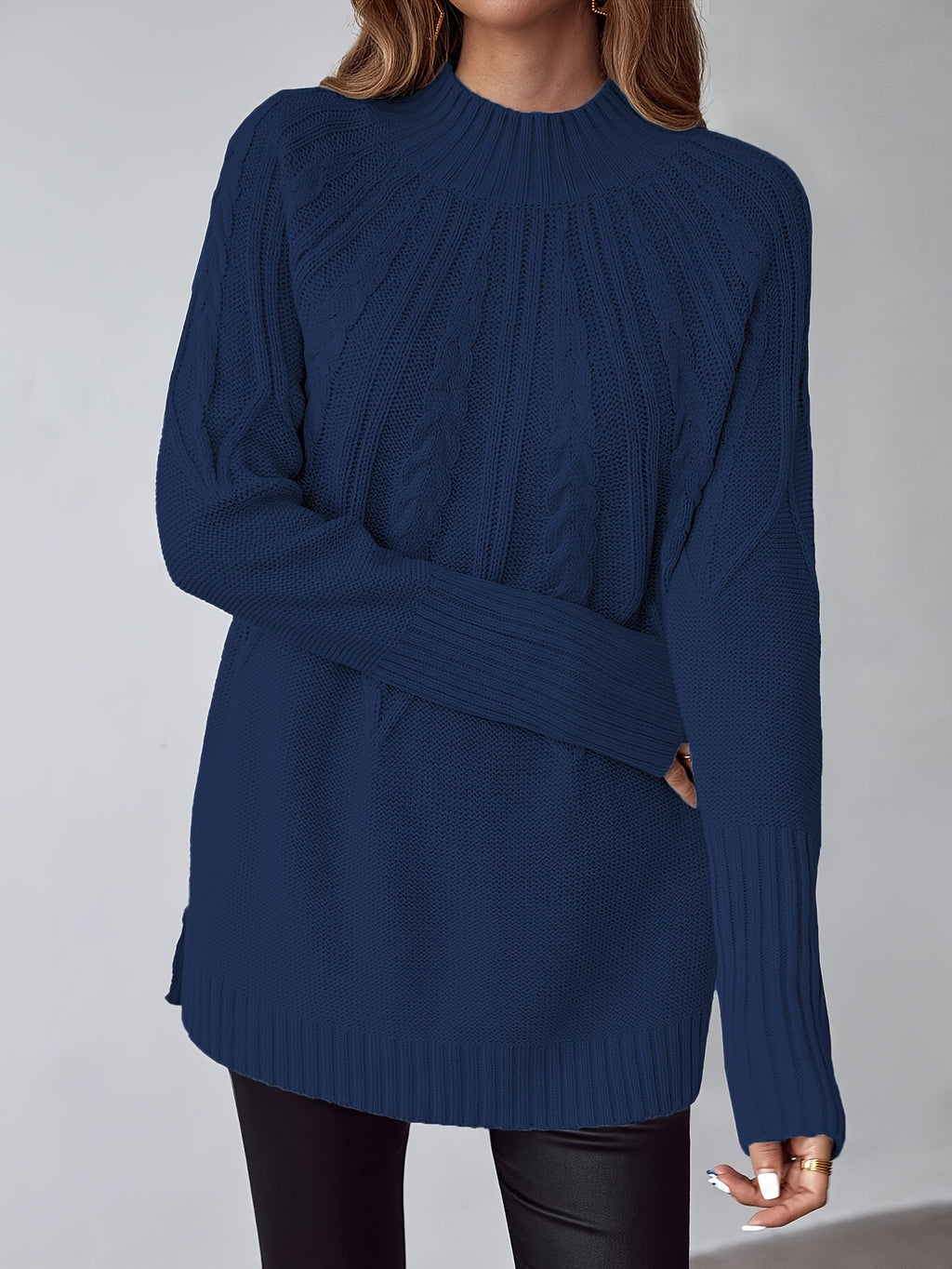 Women'S Stand Collar Off-Shoulder Sweater