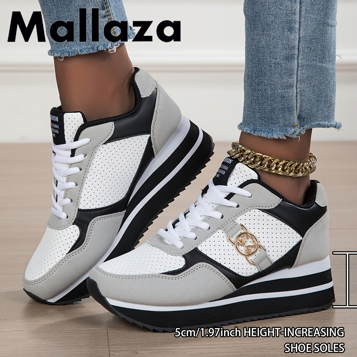 Women'S Trendy Height-Increasing Lightweight, Convenient, Fashionable, Comfortable, Wear-Resistant All-Season Lace-Up Soft-Designed Campus-Style, Youthful Casual Road Running Shoes, Women Shoes, Sneakers