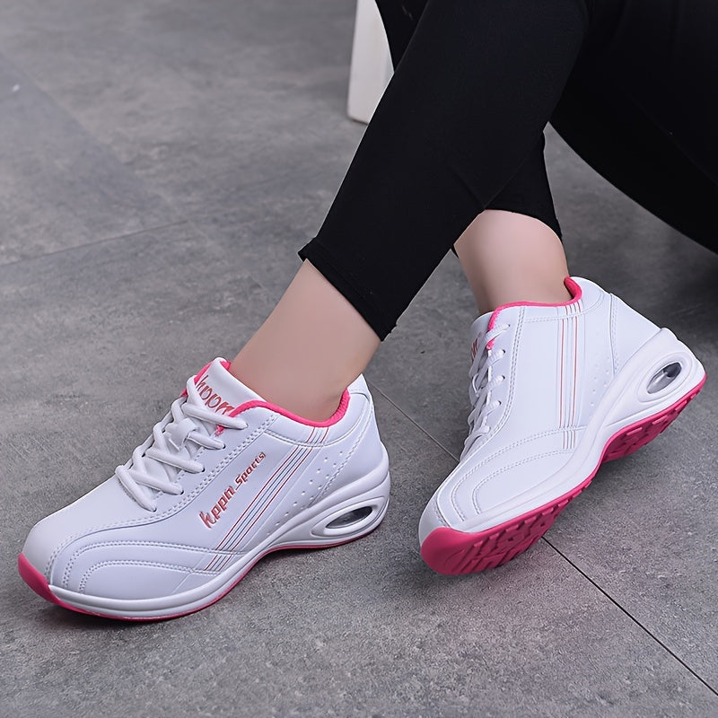 Women'S Air Cushion Anti-Slip Thick Sole Athletic Shoes, Lightweight Lace-Up Surface Outdoor Running Shoes, New Fashion Versatile Athletic Shoes, Women'S Casual Travel Shoes, Women Shoes, Sneakers