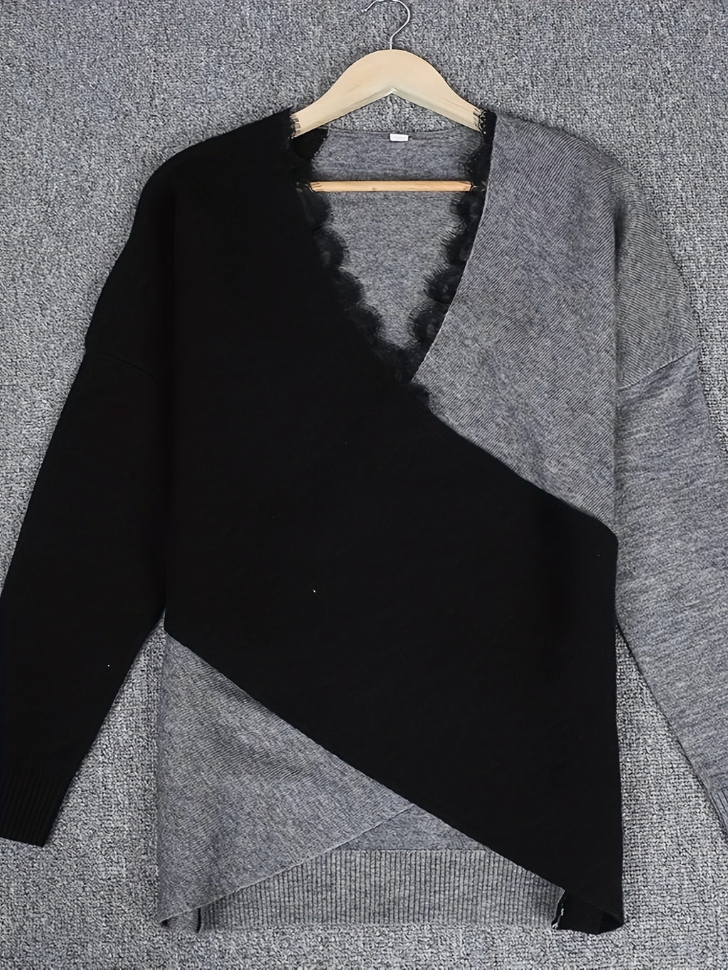 Fashion Lace Patchwork V-Neck Sweater
