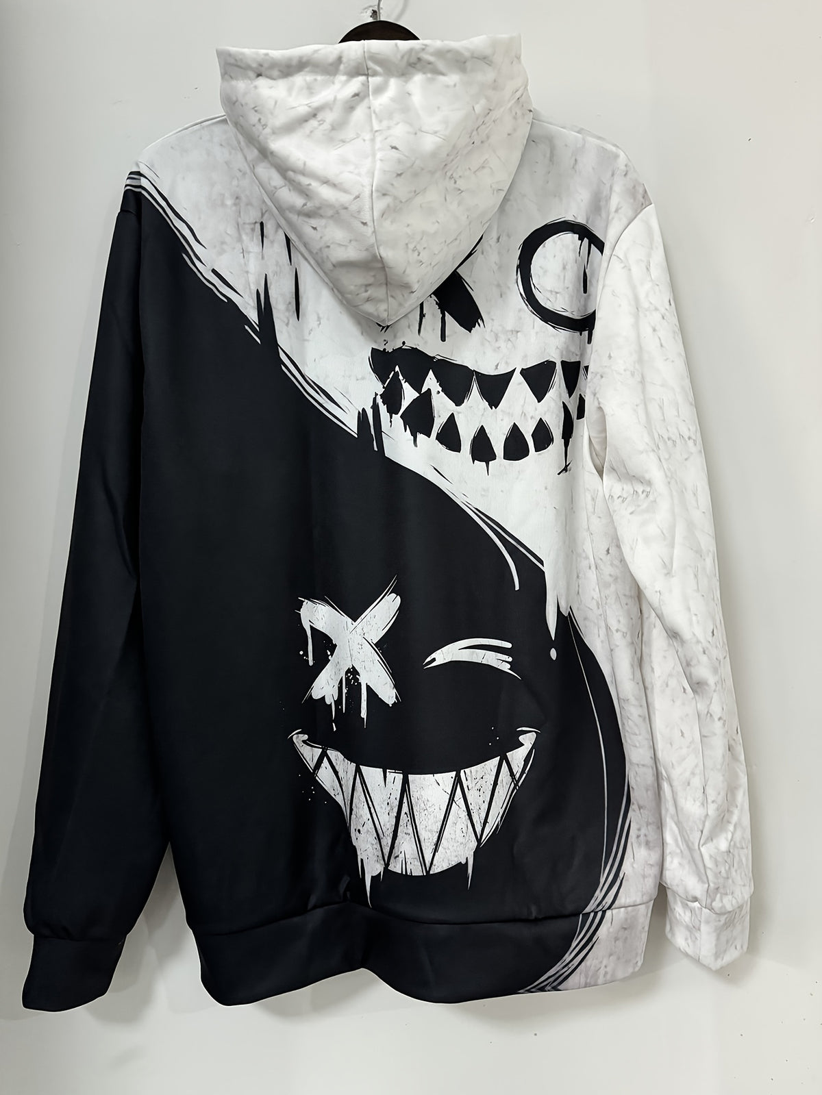 Y2K Drip Men'S Casual Black And White Stylish Hoodie with Versatile Pattern Design, Kangaroo Pocket, Spring And Autumn Streetwear, Gift