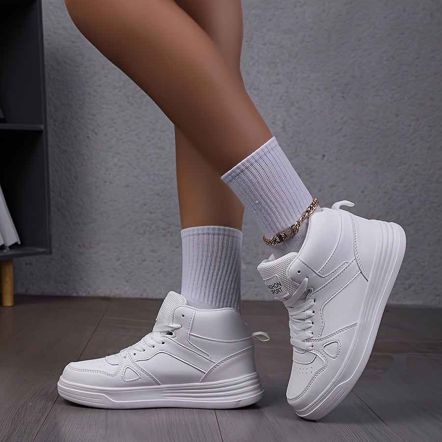 Women's Fashion Shoes, Women's Casual Sneakers, Anti-Slip Lace-Up Skating Shoes, Mid-Top Casual Sneakers, Wear-Resistant Women's Skate Shoes, Lightweight Round-Toe Shoes, Women Shoes