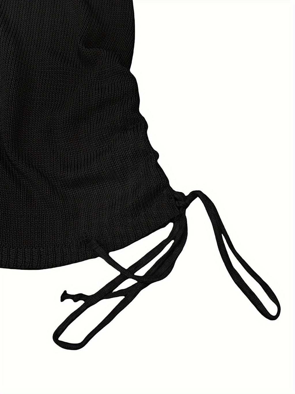 Solid Color Open-neck Sweater Dress, Elegant Backless Long Sleeve Drawstring Hem Wrap Skirt