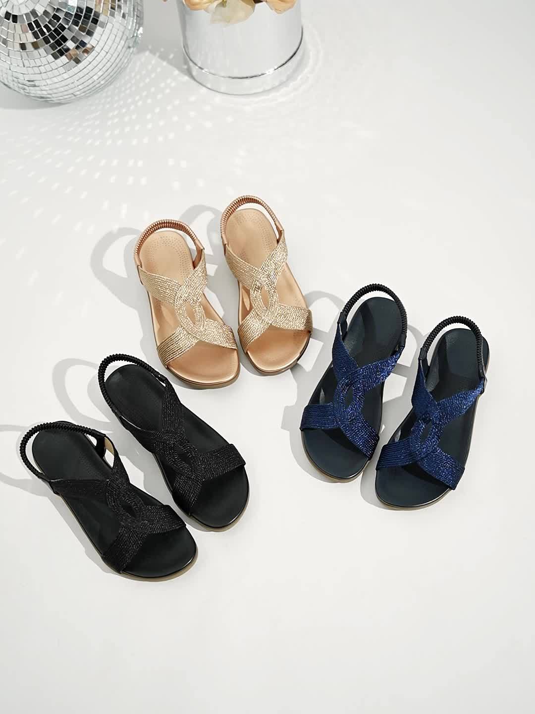 Elegant Women Shoes Classy Lady Shoes Women's Flat Vacation Style Summer New Fashion Casual Open-Toe Sandals, Women Shoes
