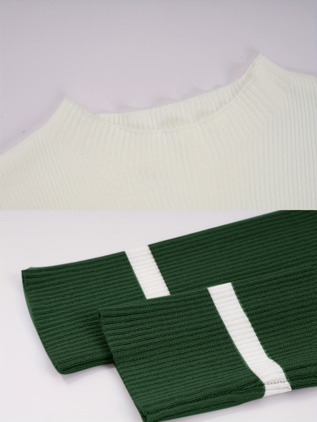 Stylish Commuter Casual Slim Fit Sweater Dress with Round Neck, Long Sleeves and Hip-Hugging Design in Striped Contrast for All Seasons