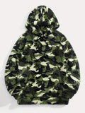 Thickened Double-Sided Plush Camouflage Random Print Hooded Warm Sweatshirt, Hunting