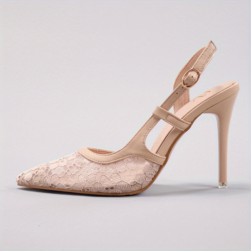 Women's Lace-Patch High Heels, Summer Elegant and Sexy Pointed-Toe Stiletto Sandals for Banquets, Parties, and Weddings, Women Shoes