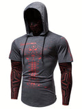 [Pearson OBM] Men'S Geometric Pattern Print Mask Hoodie T-Shirt