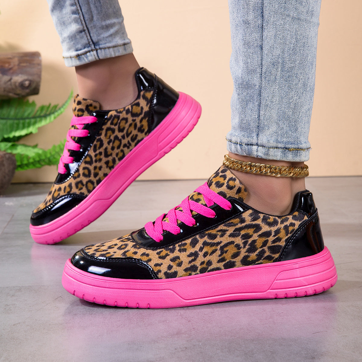 Women's Outdoor Sports Skate Shoes Leopard Print Casual Sneakers, Women Shoes