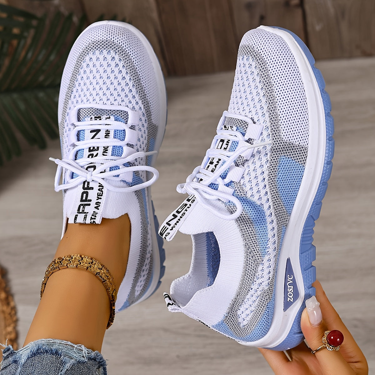 Women'S Lightweight Breathable White Sneakers - Comfortable Low-Top Lace-Up Casual Walking Shoes with Color-Block Design, Suitable for Outdoor Travel And All-Day Wear, All-Season Footwear | Fashion Contrast Design | Soft Rubber Sole, Women Shoes