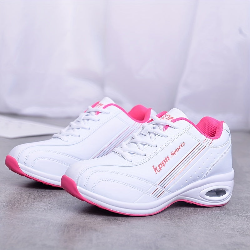 Women'S Air Cushion Anti-Slip Thick Sole Athletic Shoes, Lightweight Lace-Up Surface Outdoor Running Shoes, New Fashion Versatile Athletic Shoes, Women'S Casual Travel Shoes, Women Shoes, Sneakers