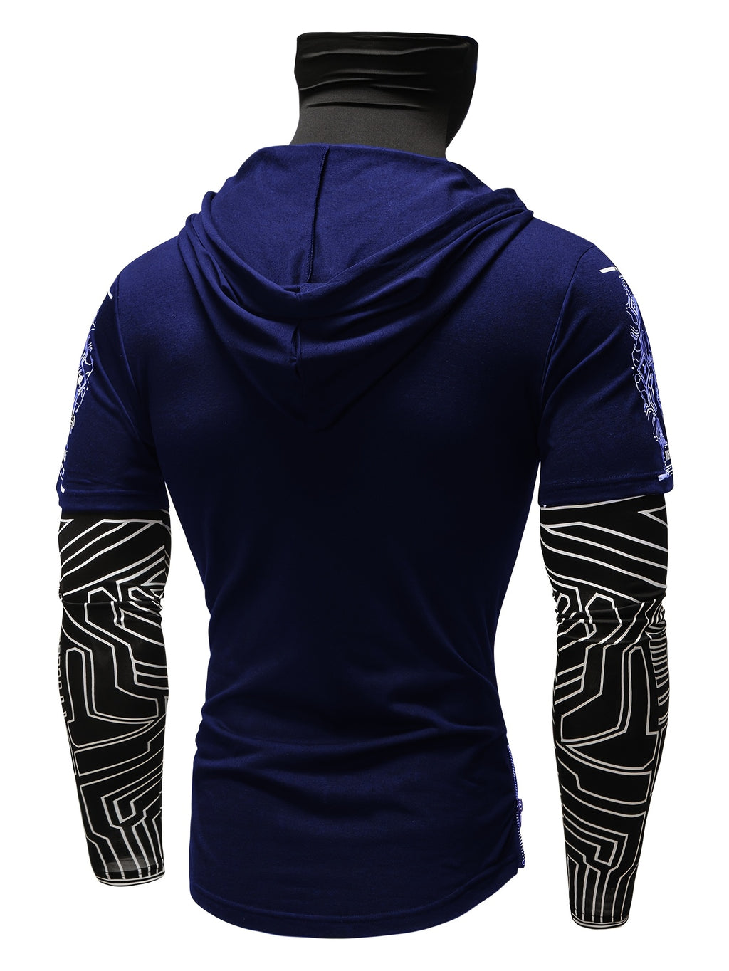 [Pearson OBM] Men'S Geometric Pattern Print Mask Hoodie T-Shirt