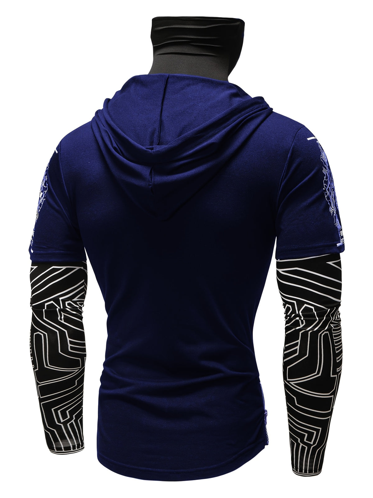 [Pearson OBM] Men'S Geometric Pattern Print Mask Hoodie T-Shirt