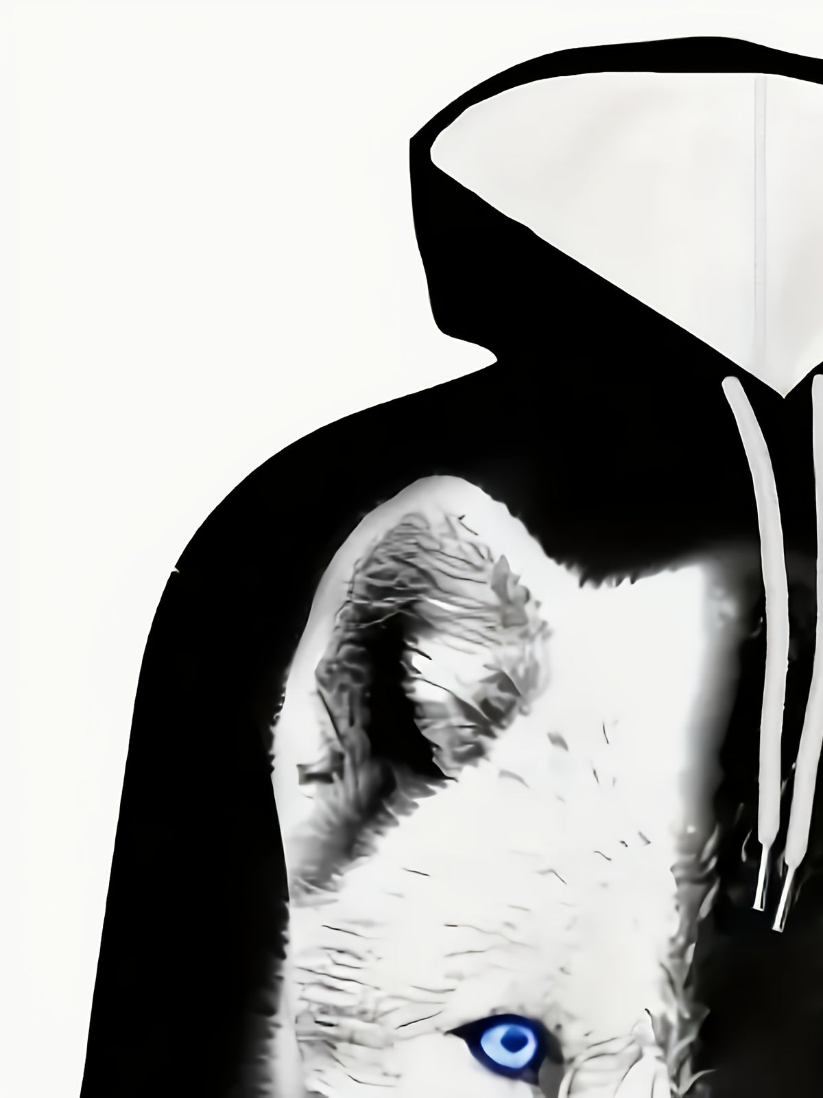 Digital Print Trendy Hooded Sweatshirt - Autumn Hoodie - 3D Digital Print - Two-Color Wolf Dog Design
