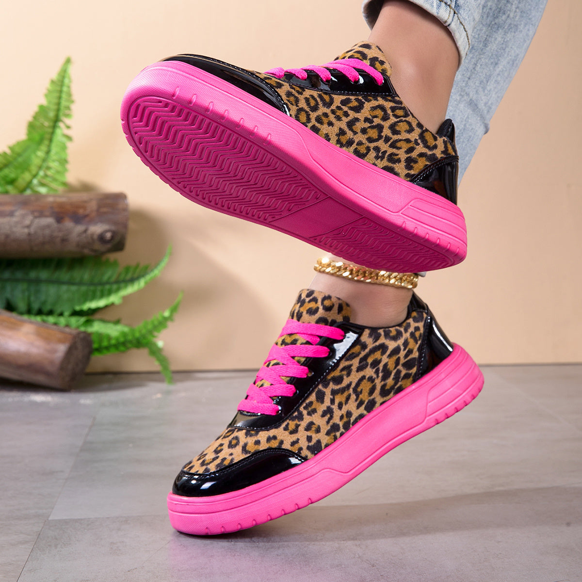 Women's Outdoor Sports Skate Shoes Leopard Print Casual Sneakers, Women Shoes