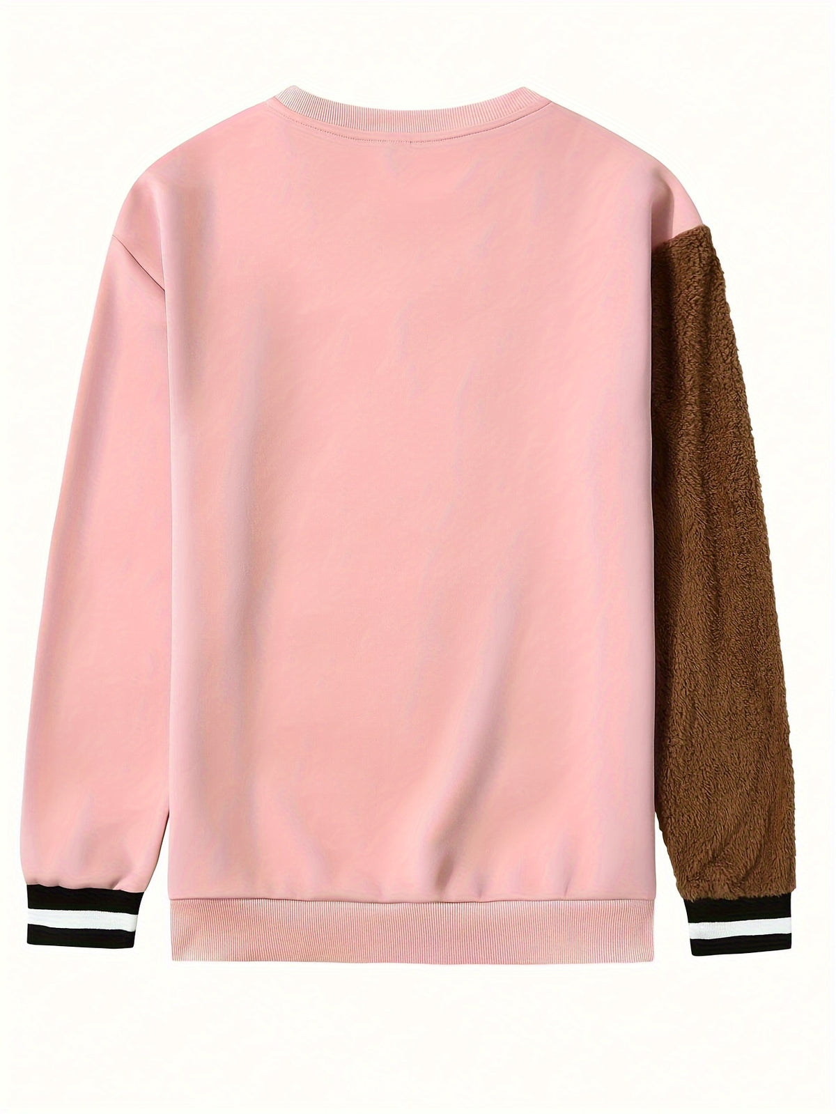 Men'S Fashion Cartoon Bear Long Sleeve Pullover Creative Plush Spliced Casual Sweatshirt