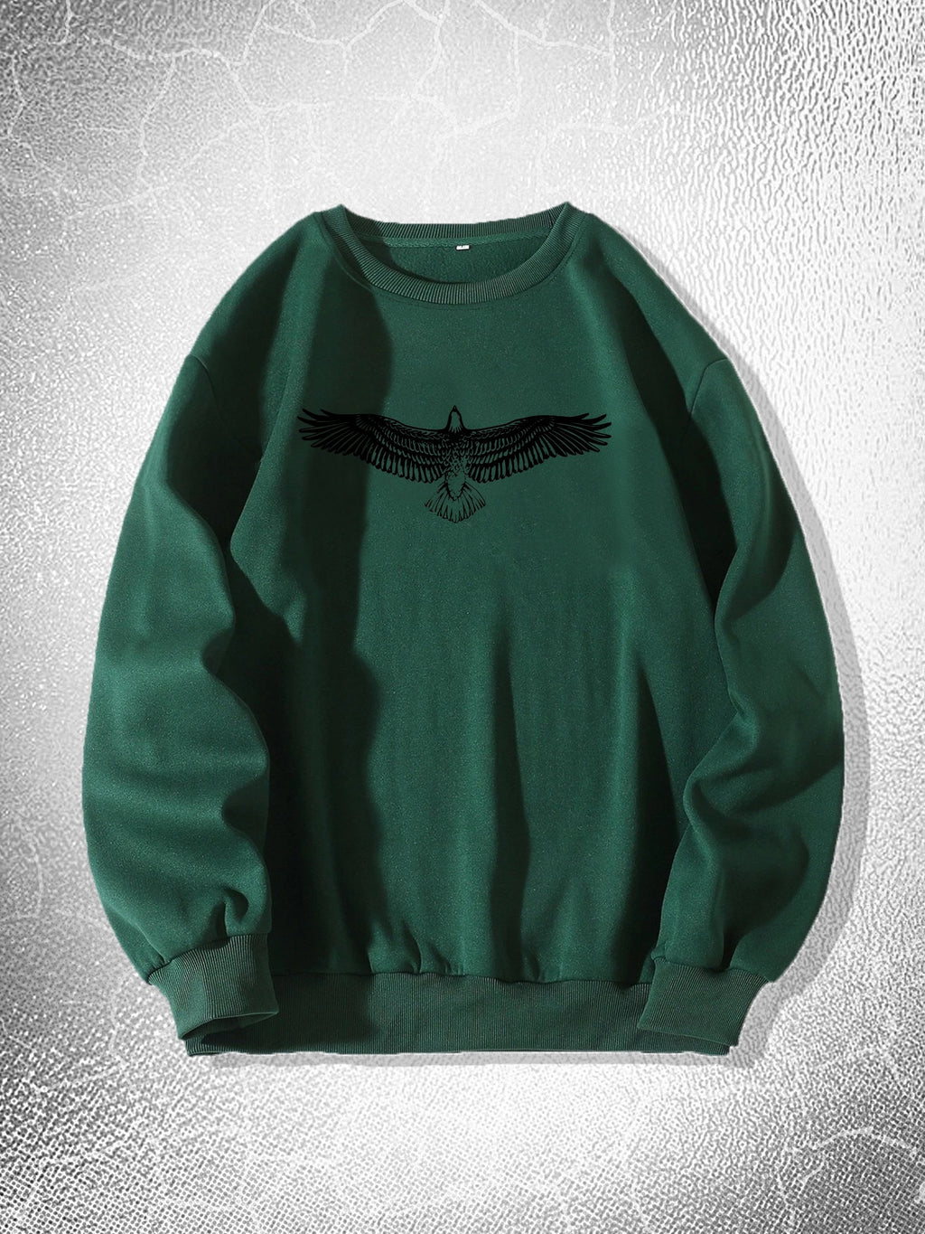 Big Eagle Print Men's Crew Neck Long Sleeve Sweatshirt, Casual Wear, Men's Clothing