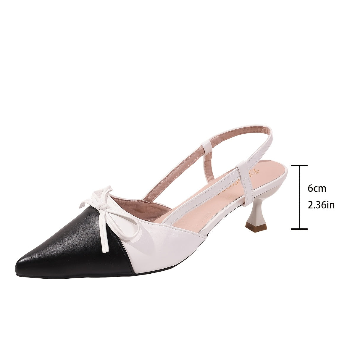 Spring Summer New Color-Block Backless Single Shoes Women'S Pointed Toe Bow Thin Heel High Heels Temperament Commute, Women Shoes
