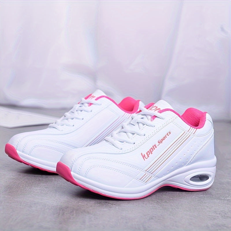 Women'S Air Cushion Anti-Slip Thick Sole Athletic Shoes, Lightweight Lace-Up Surface Outdoor Running Shoes, New Fashion Versatile Athletic Shoes, Women'S Casual Travel Shoes, Women Shoes, Sneakers
