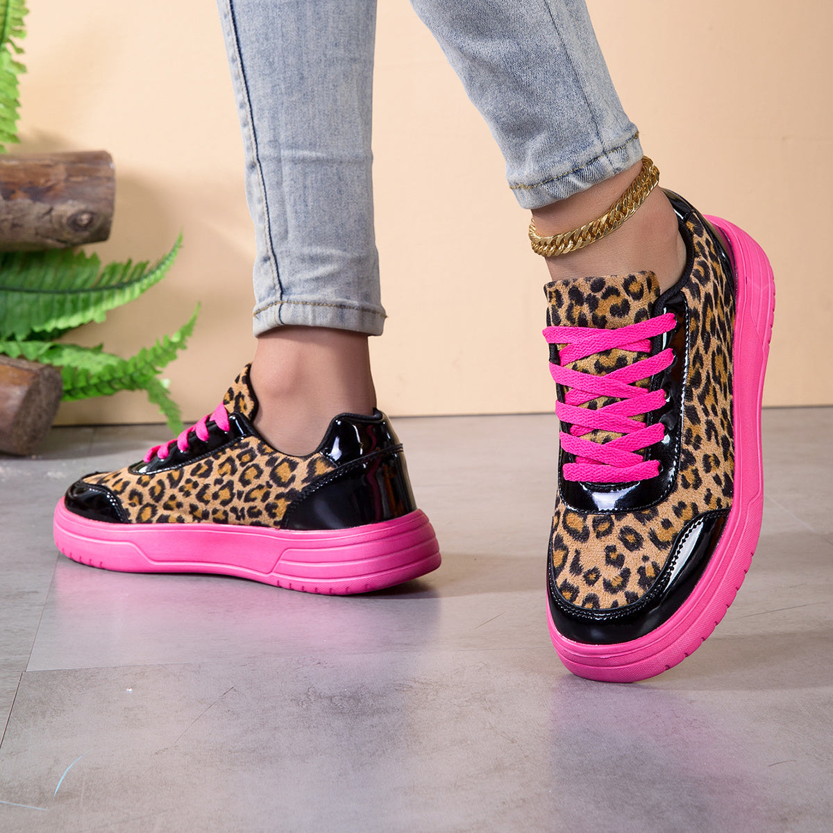 Women's Outdoor Sports Skate Shoes Leopard Print Casual Sneakers, Women Shoes