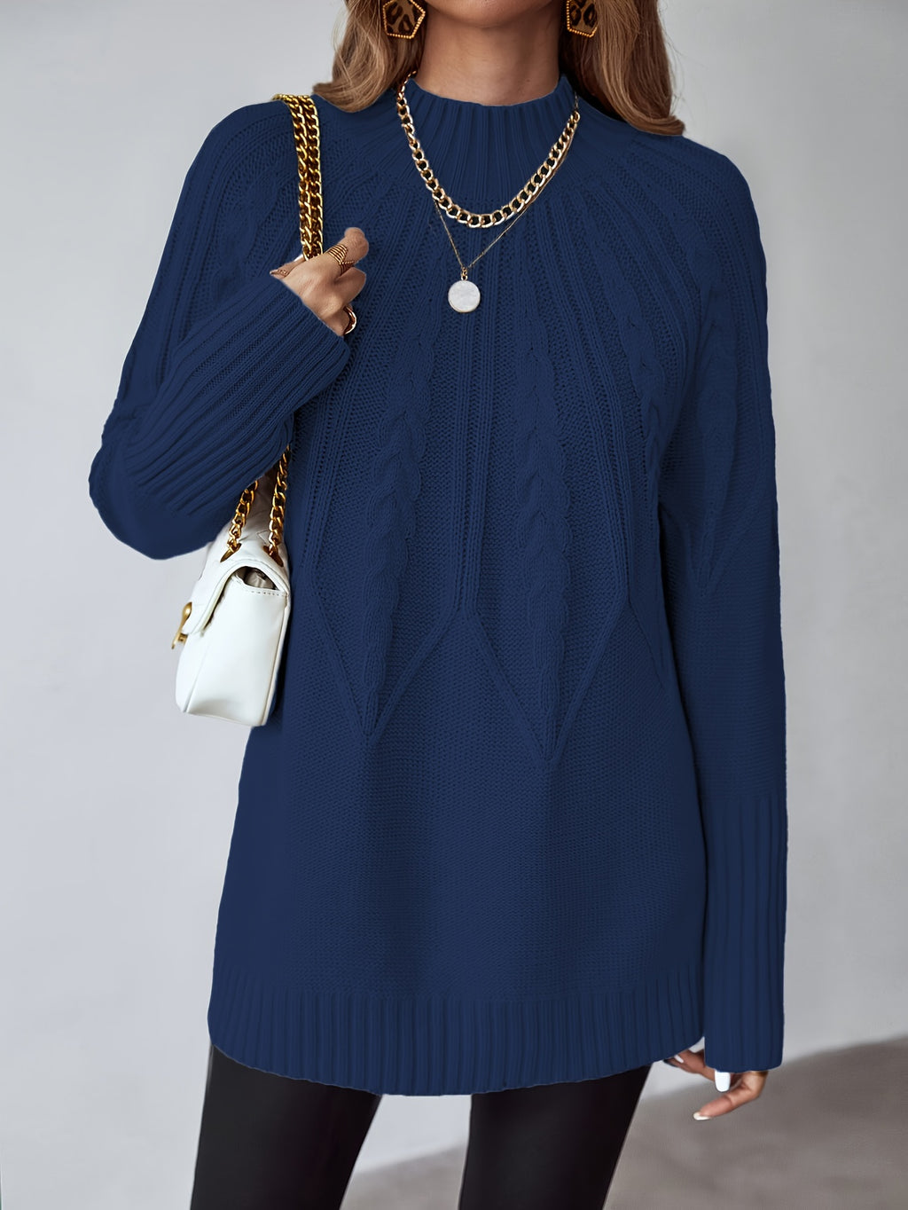Women'S Stand Collar Off-Shoulder Sweater