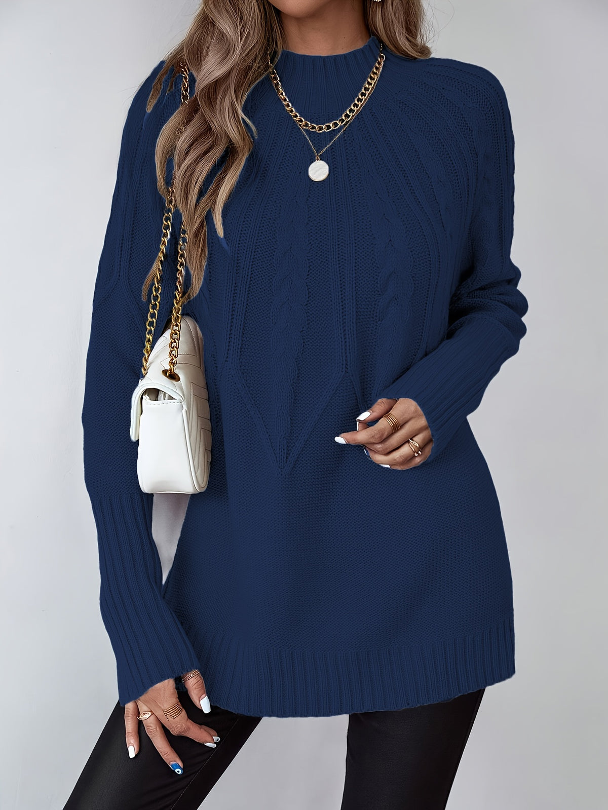 Women'S Stand Collar Off-Shoulder Sweater