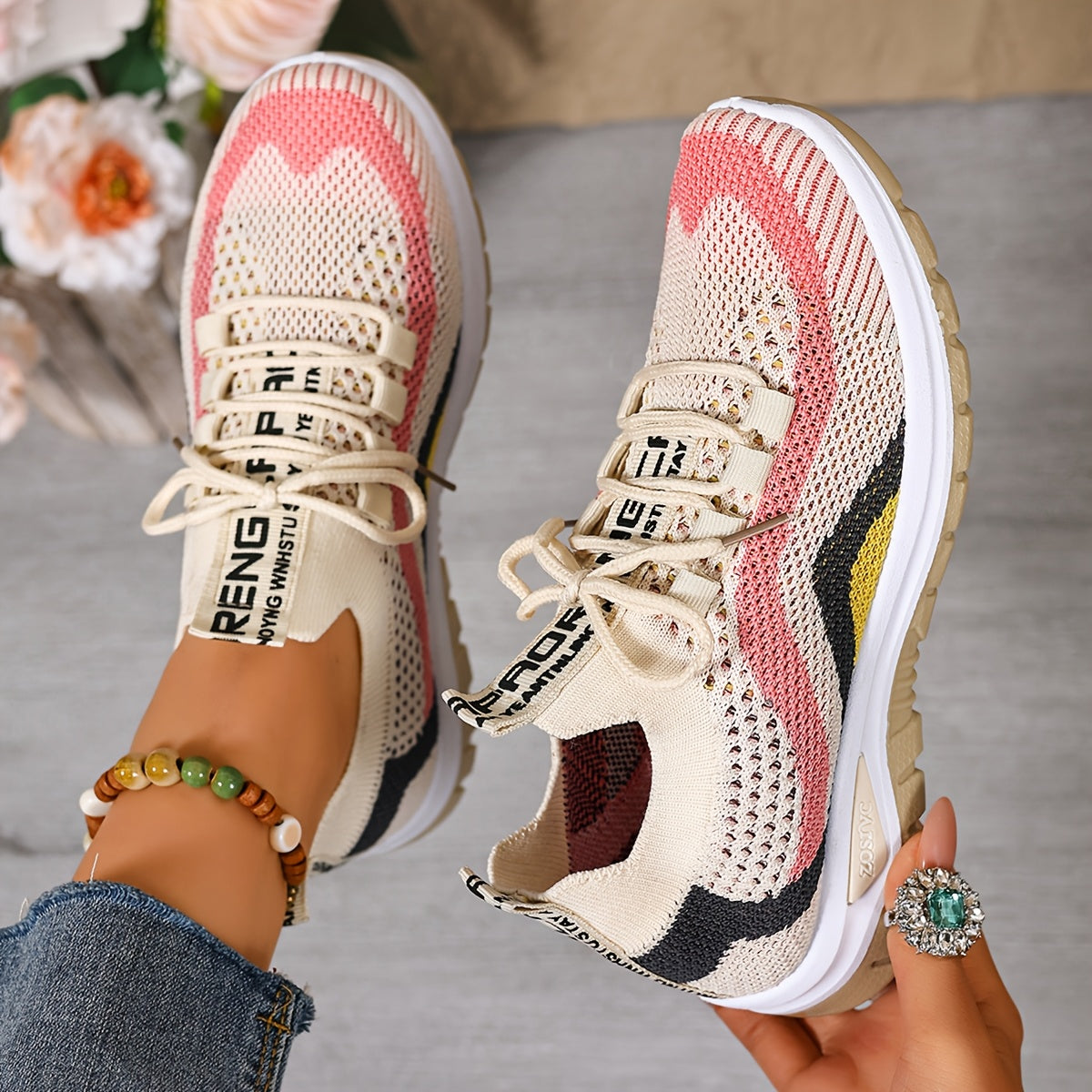 Plus-Size Women'S Color-Blocked Comfortable Casual Sneakers, Breathable Mesh Outdoor Shoes for Summer, Perfect for Travel, Vacations, And Camping., Women Shoes