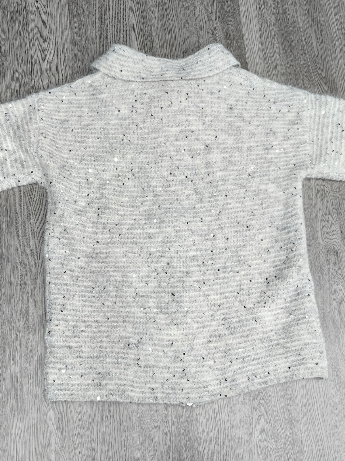 Simple and Stylish Sequined Cardigan, Solid Color Zipper Lapel Autumn/Winter Outerwear, Niannian