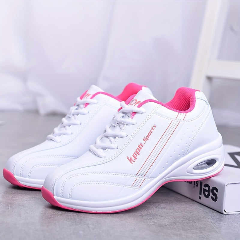 Women'S Air Cushion Anti-Slip Thick Sole Athletic Shoes, Lightweight Lace-Up Surface Outdoor Running Shoes, New Fashion Versatile Athletic Shoes, Women'S Casual Travel Shoes, Women Shoes, Sneakers