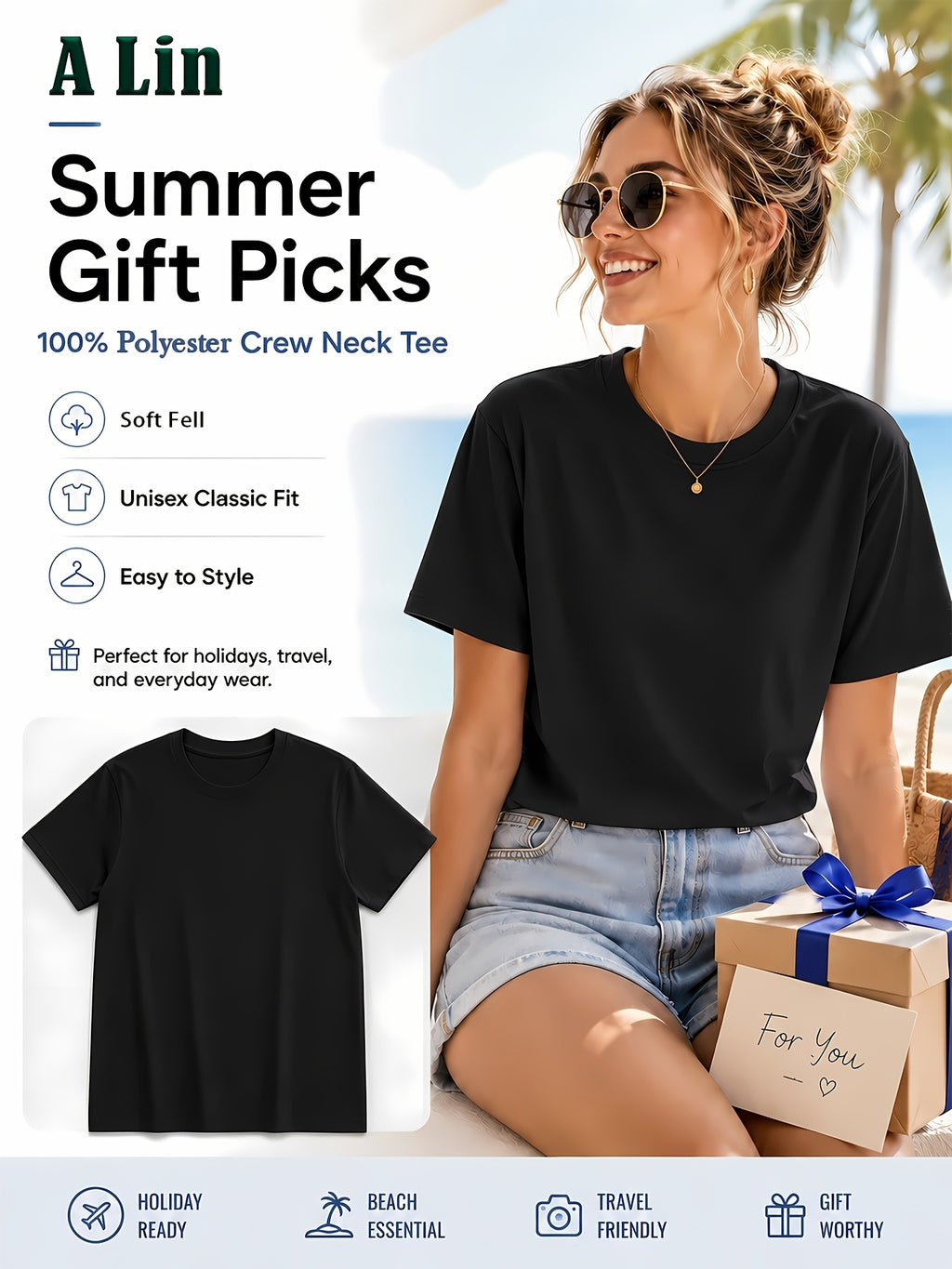 Women'S Casual Short Sleeve T-Shirt with Geometric Print, Relaxed Fit Round Neck White Black Gray Pattern Sizes S to XXL (Standard Sizing), Machine Washable All Season Casual Wear, Versatile