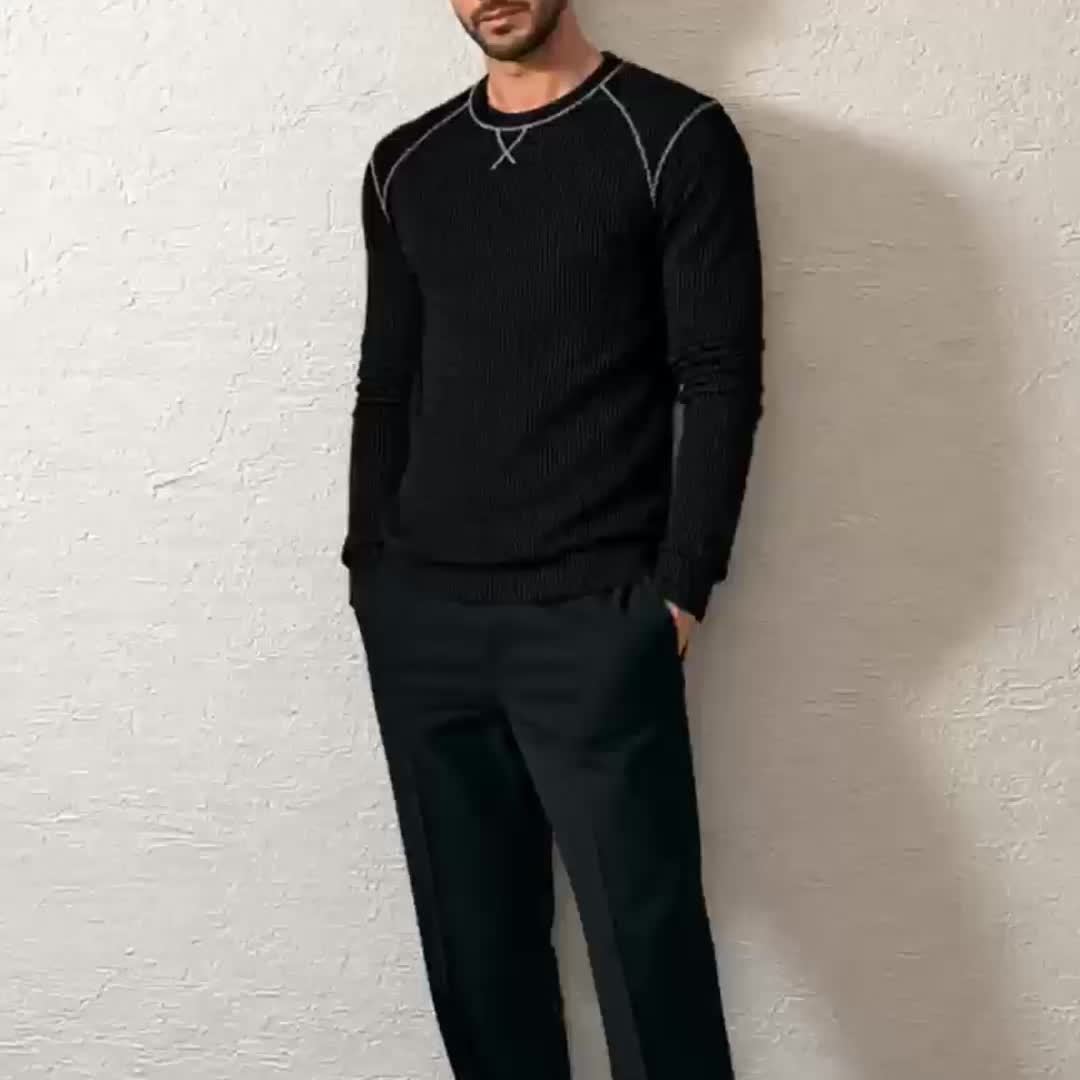 Men'S Comfortable Pullover Sweater, Fashionable Long Sleeve T-Shirt, Spring And Autumn Casual Trendy Top