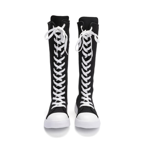 All Seasons Outdoor Women'S Long Tube Plus Size Side Zipper Women Shoes Comfortable Breathable Daily Lace-Up Easy Versatile Casual Sneakers