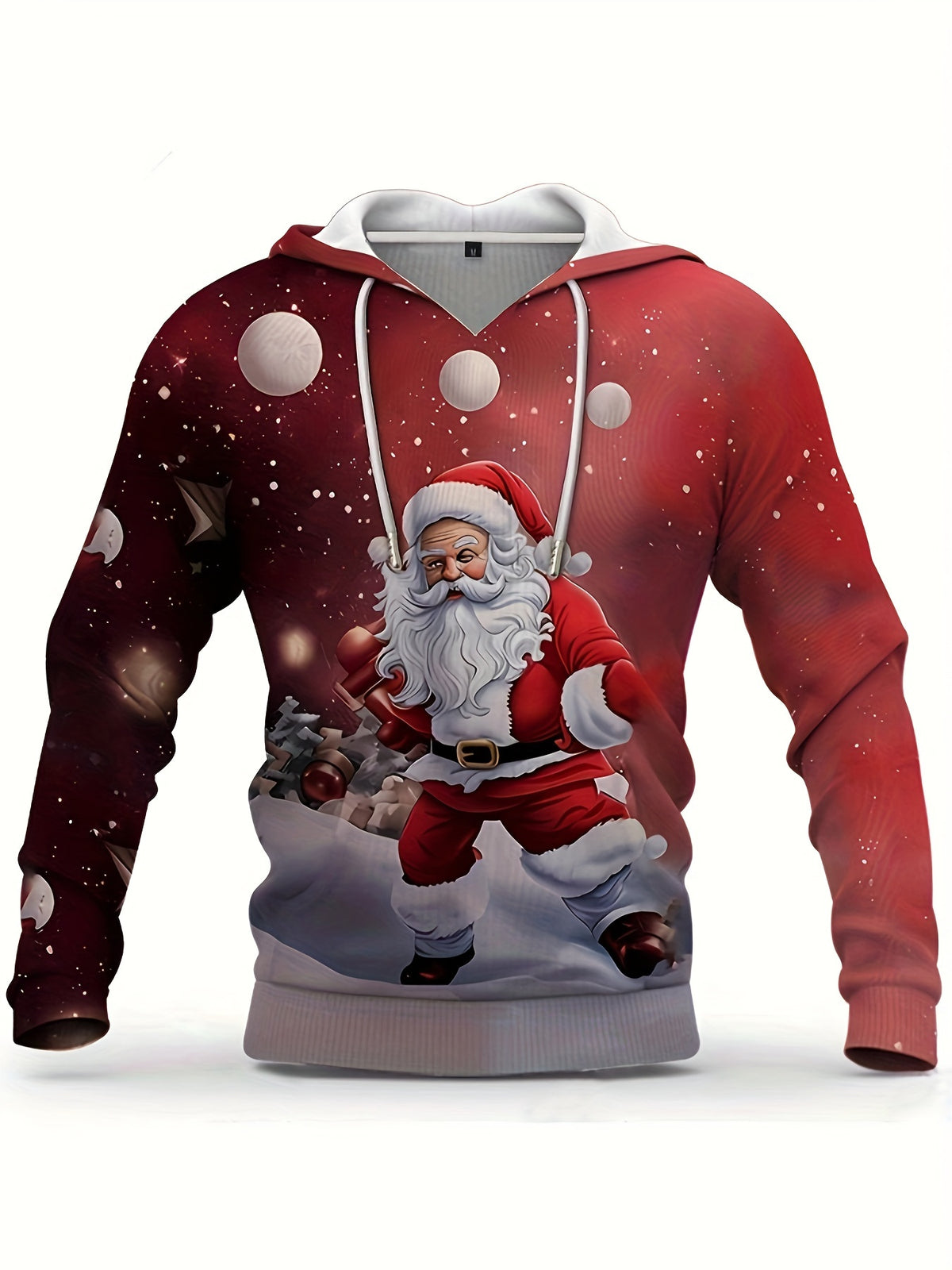 New European and American Style Halloween Men's Santa Claus Digital Print Christmas Series Hooded Sweatshirt Casual Pullover