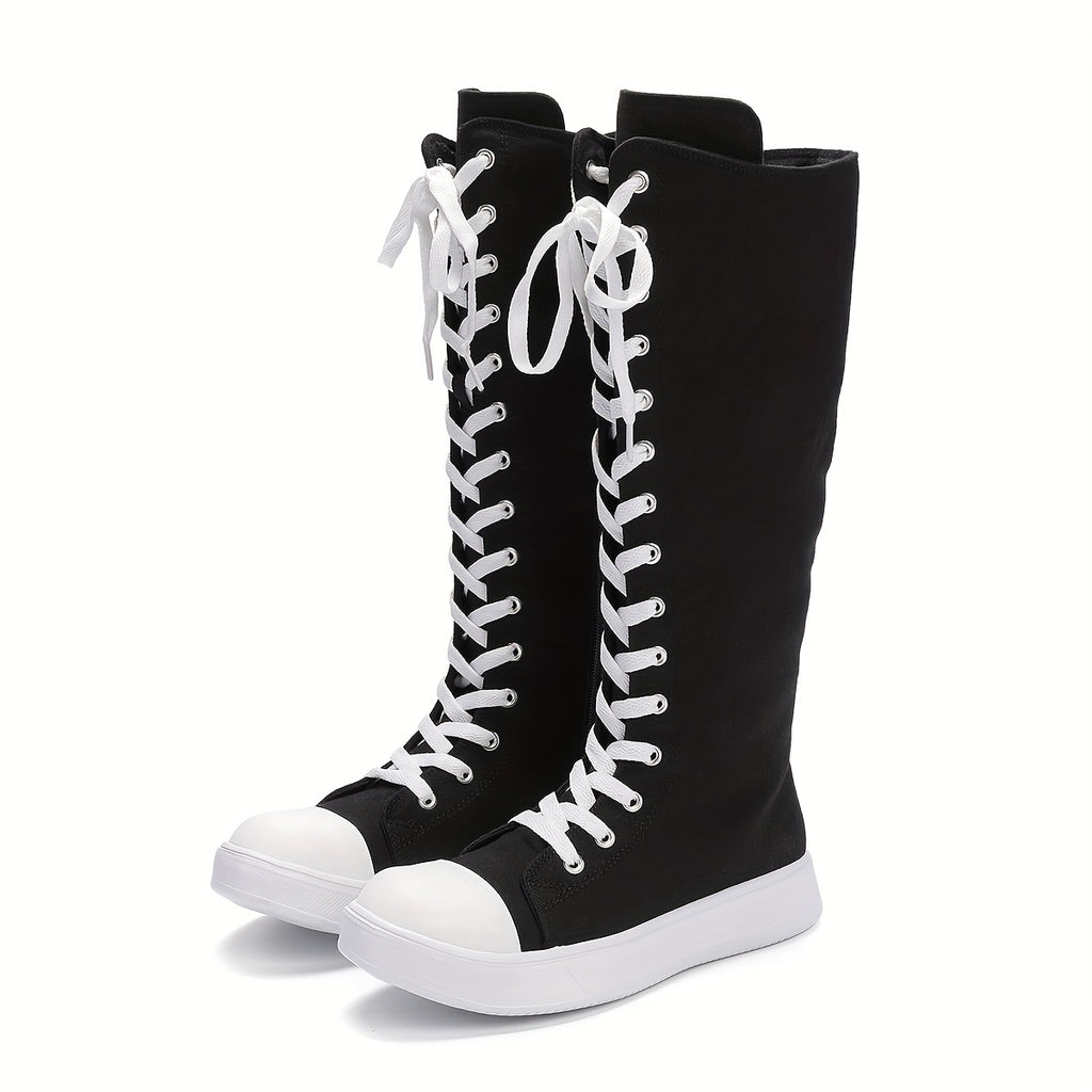 All Seasons Outdoor Women'S Long Tube Plus Size Side Zipper Women Shoes Comfortable Breathable Daily Lace-Up Easy Versatile Casual Sneakers