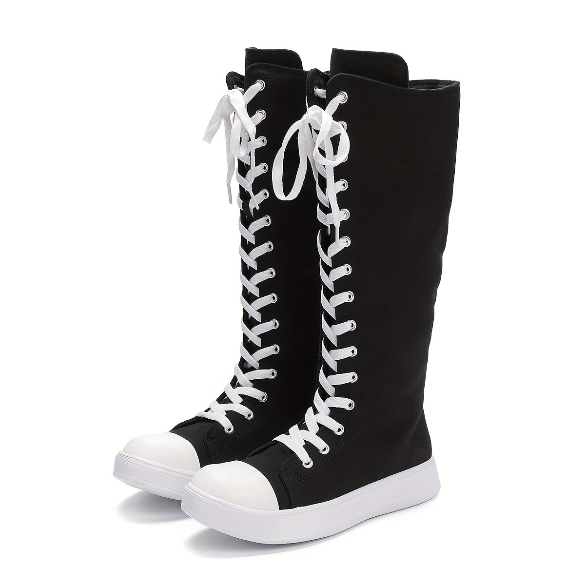 All Seasons Outdoor Women'S Long Tube Plus Size Side Zipper Women Shoes Comfortable Breathable Daily Lace-Up Easy Versatile Casual Sneakers