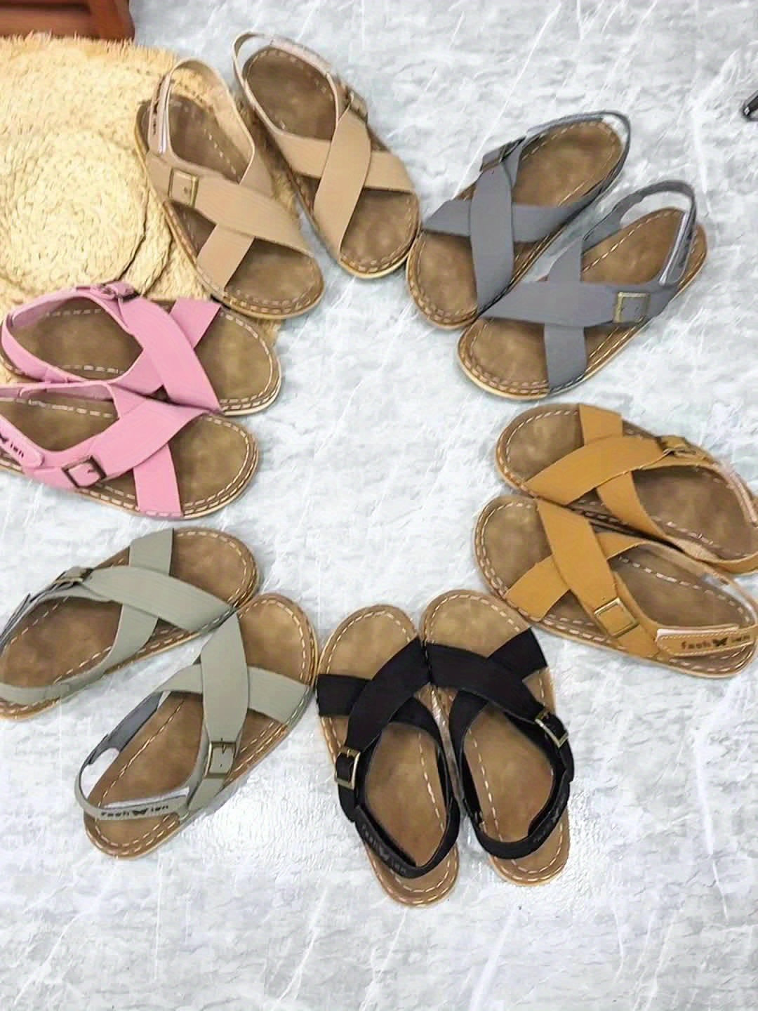 Women'S Plus Size Summer Cross Strap Sports Sandals Casual Versatile Open Toe Retro Roman Flat Sandals, Women Shoes