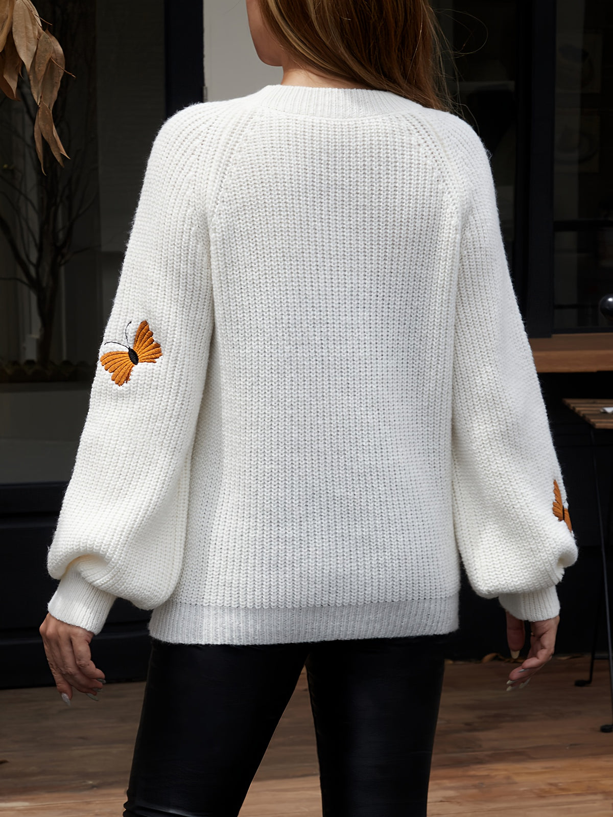 Women's Autumn/Winter Embroidered Design Crew Neck Pullover Sweater