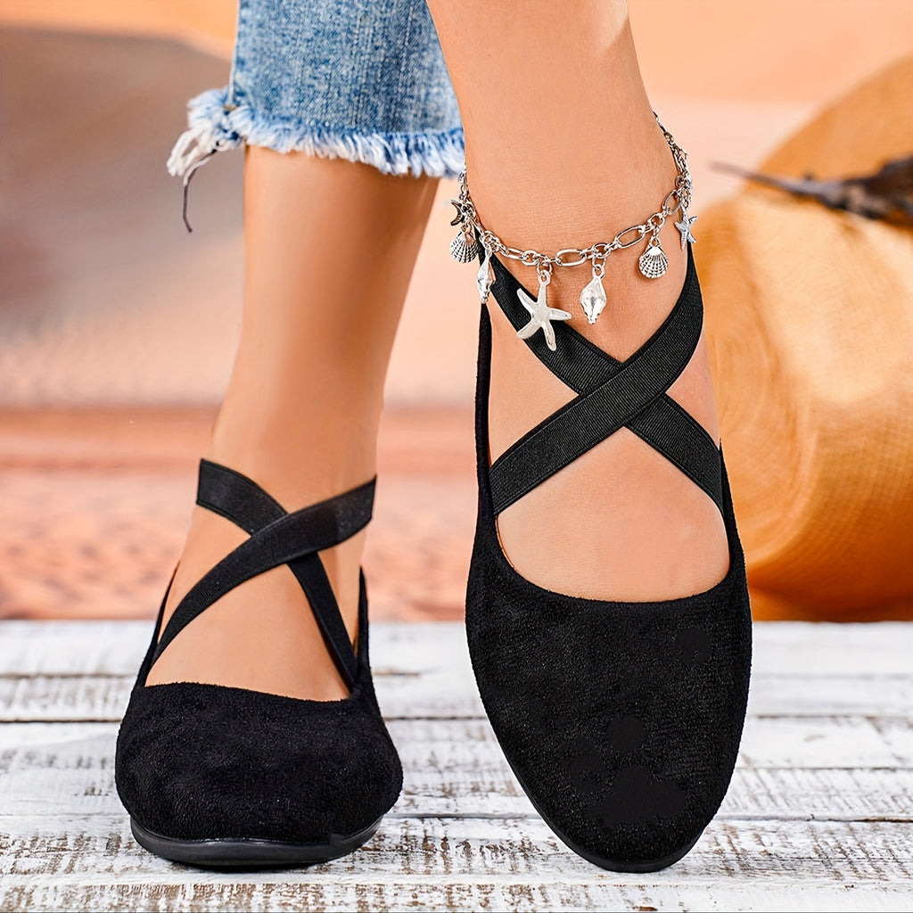 Women's Solid Color Shoes, Slip On Cross Straps Comfy Soft Sole Shoes, Lightweight Wedge Daily Shoes, Women Shoes