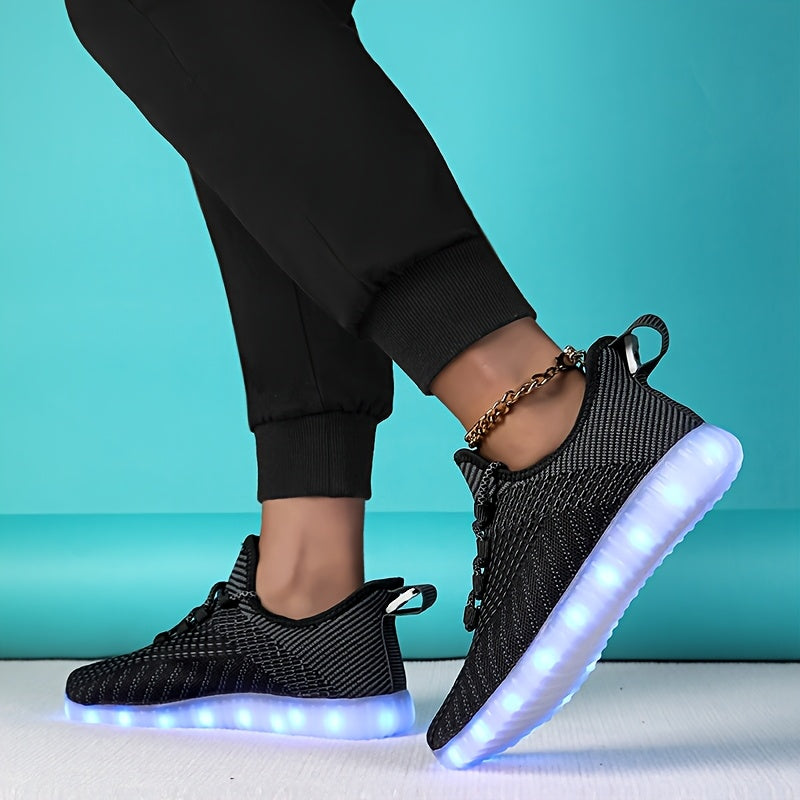 Spring And Summer Styles, LED Luminous Men'S And Women'S Casual Shoes, USB Charging Night Light Shoes, Colorful Transformation Luminous Shoes, Suitable for People, Fashionable Running Shoes, Breathable, Lightweight And Wear-Resistant, Women Shoes