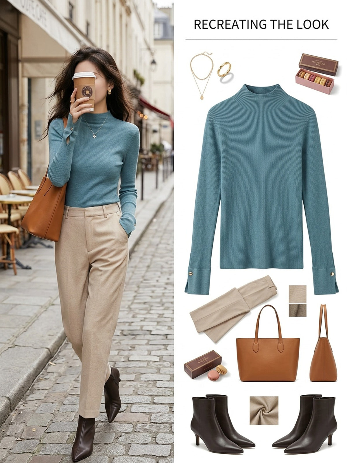 [Elegant Chic Undershirt] Women's Semi-High Collar Fashionable Elegant Chic Cuff Button Long Sleeve Undershirt Top - Daily Commute - Work And Outings