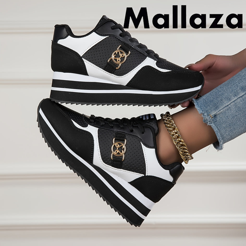 Women'S Trendy Height-Increasing Lightweight, Convenient, Fashionable, Comfortable, Wear-Resistant All-Season Lace-Up Soft-Designed Campus-Style, Youthful Casual Road Running Shoes, Women Shoes, Sneakers