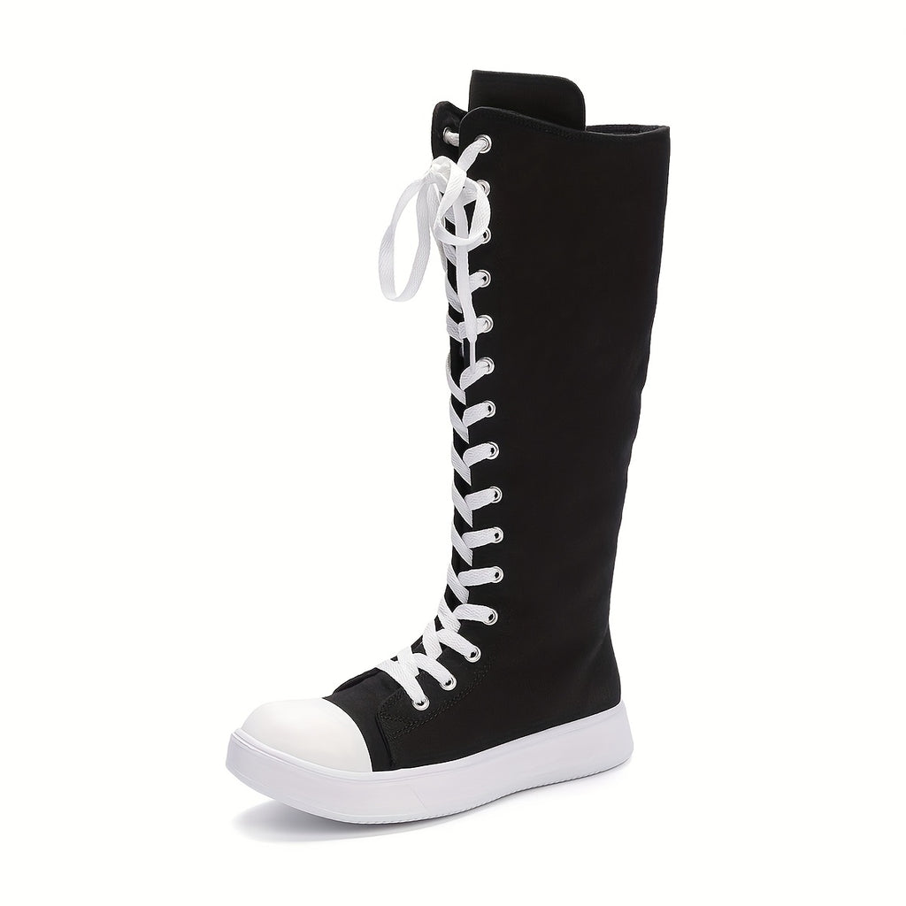 All Seasons Outdoor Women'S Long Tube Plus Size Side Zipper Women Shoes Comfortable Breathable Daily Lace-Up Easy Versatile Casual Sneakers