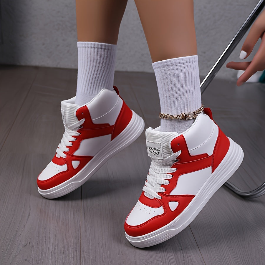 Women's Fashion Shoes, Women's Casual Sneakers, Anti-Slip Lace-Up Skating Shoes, Mid-Top Casual Sneakers, Wear-Resistant Women's Skate Shoes, Lightweight Round-Toe Shoes, Women Shoes