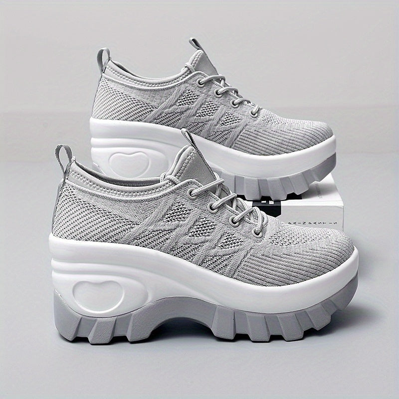 New Spring Summer Style Women'S Shoes Casual Athletic Shoes Comfortable Daily Thick Sole Height Increasing Women Shoes, Sneakers