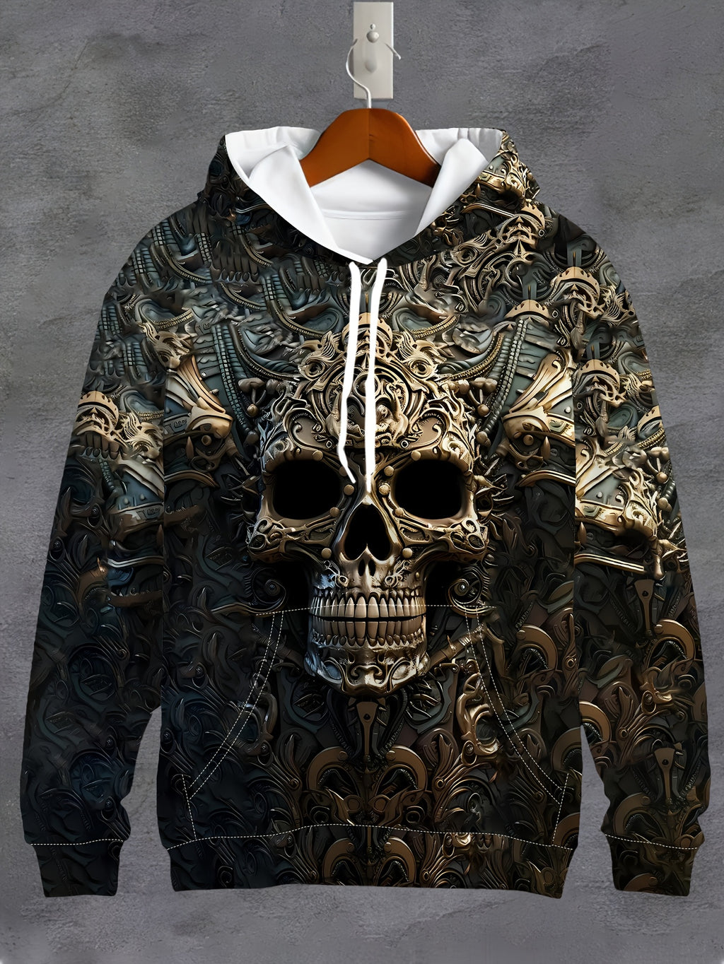 3D Hoodie, Men'S Casual Pullover with a Bold Skull Design, Perfect for Winter And Autumn Streetwear.