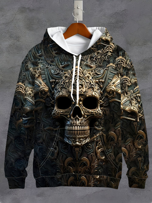 3D Hoodie, Men'S Casual Pullover with a Bold Skull Design, Perfect for Winter And Autumn Streetwear.